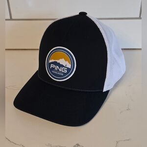 Ping Patch Logo 110 Flex Fit Golf Trucker Hat OSFM Adjustable Mesh Back Black